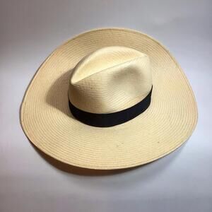 Kate Landry Women’s Hat One Size Fits Most Tan Straw Sun Wide Brim Beach Hat